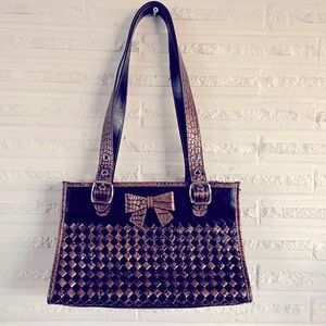 Sharif leather shoulder purse with bow